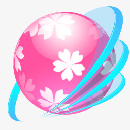 可爱日本樱花透明球体标志图标