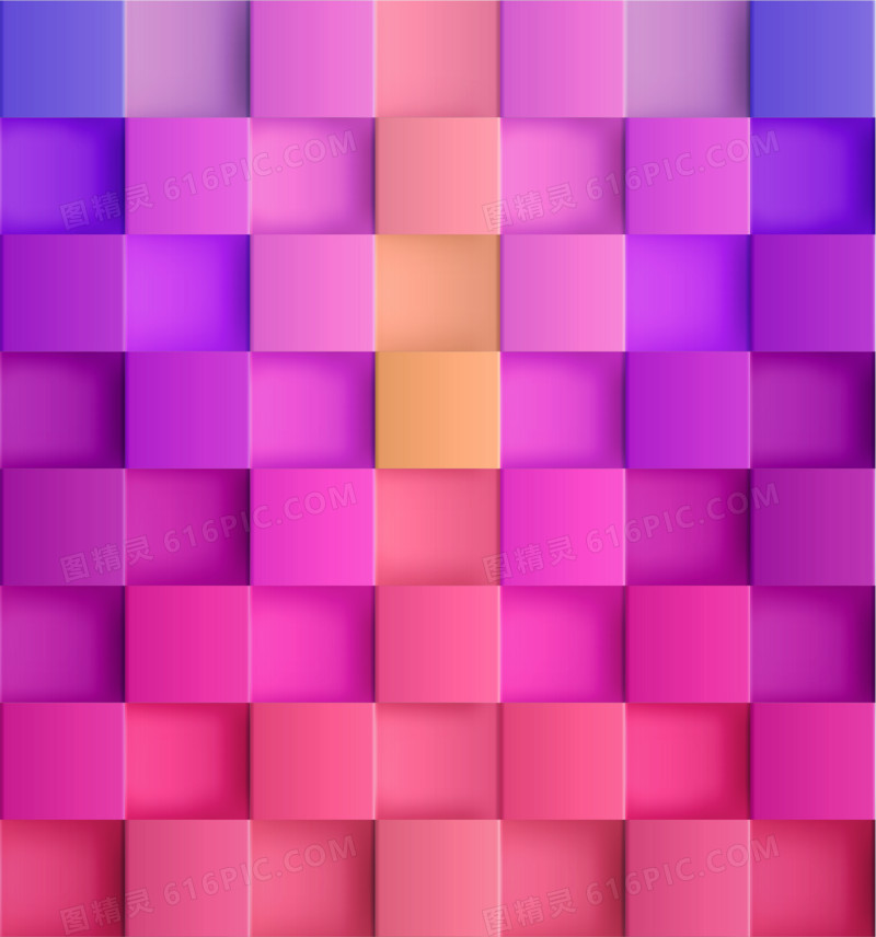 紫色炫丽方形组合卡通