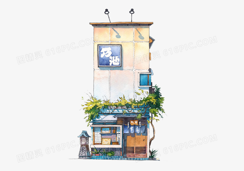 日系卡通手绘建筑
