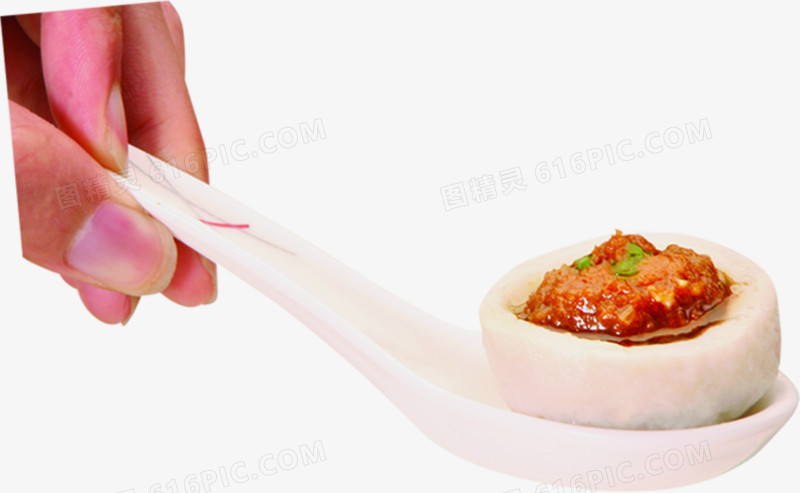 勺子中的肉汤圆开业