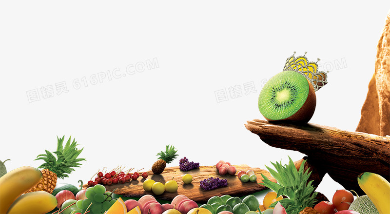 创意木板上的各种水果