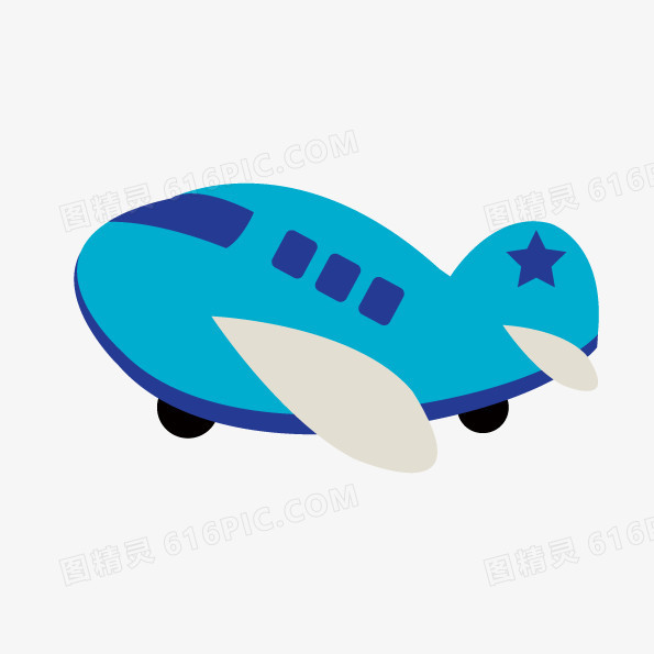 矢量手绘蓝色玩具飞机