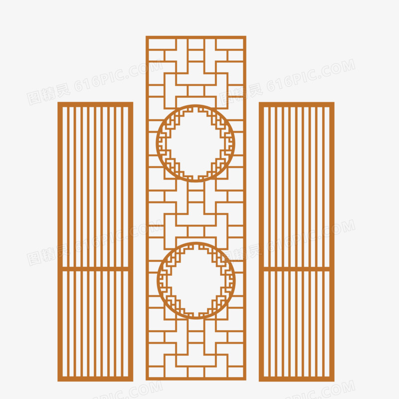 手绘矢量实木中式家具屏风素材