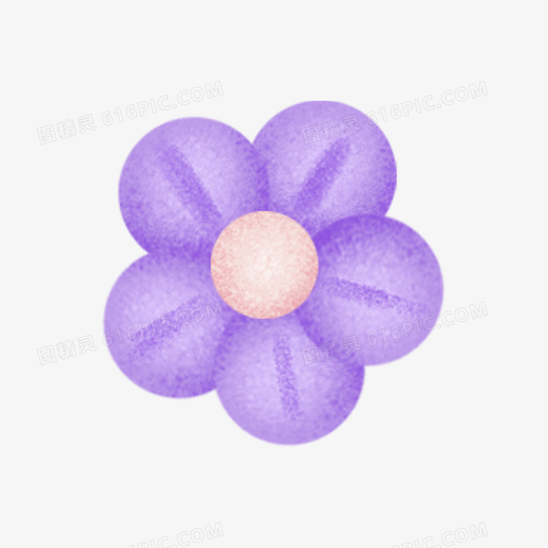 卡通手绘免抠紫色花朵素材