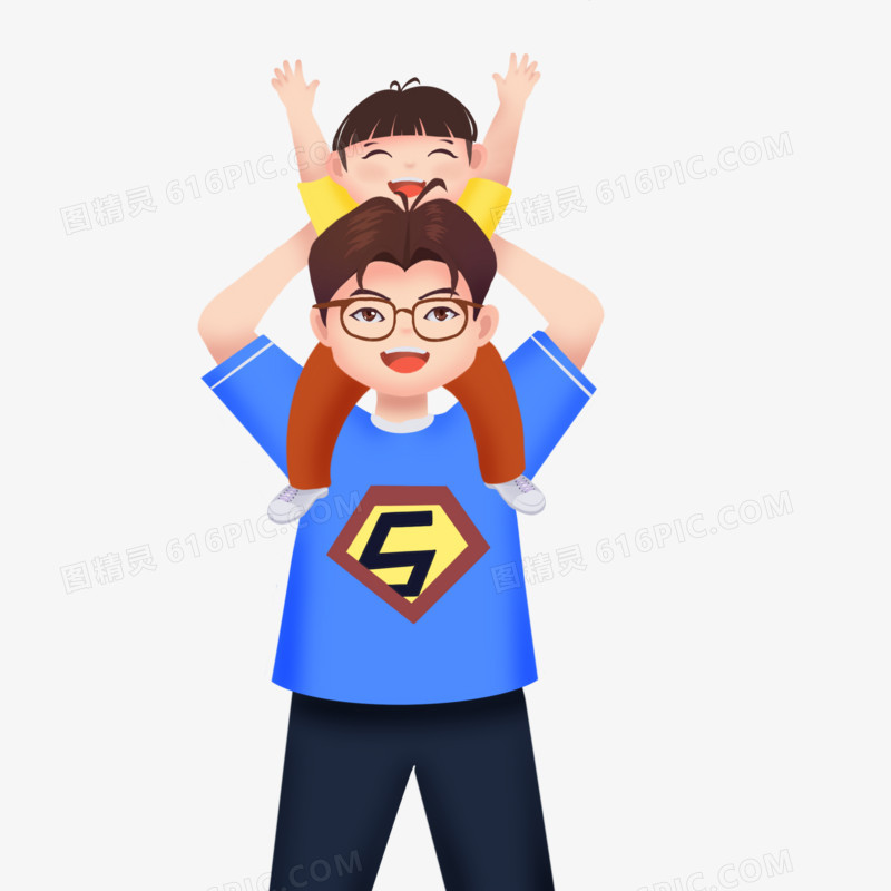 卡通手绘超人爸爸素材