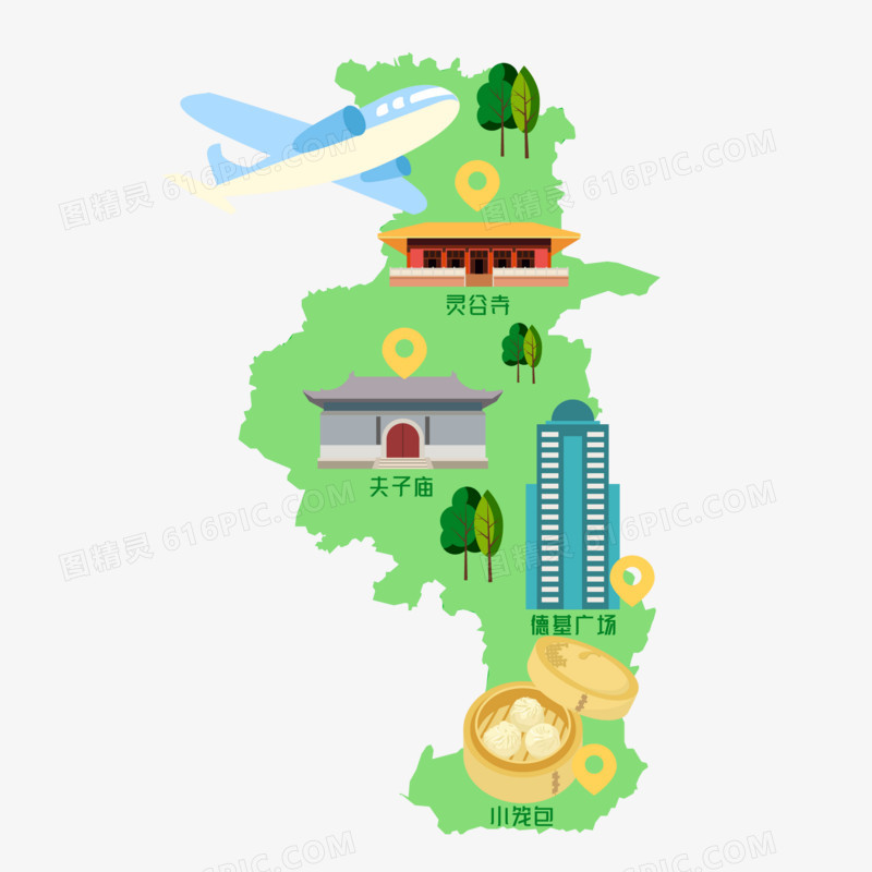 卡通矢量南京旅游路线图素材
