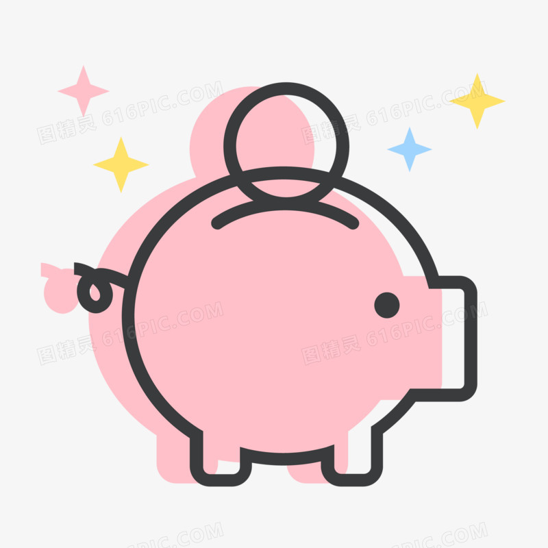 卡通矢量粉色小猪纯钱罐素材