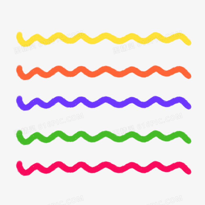 蜡笔波浪线分割线彩色装饰素材