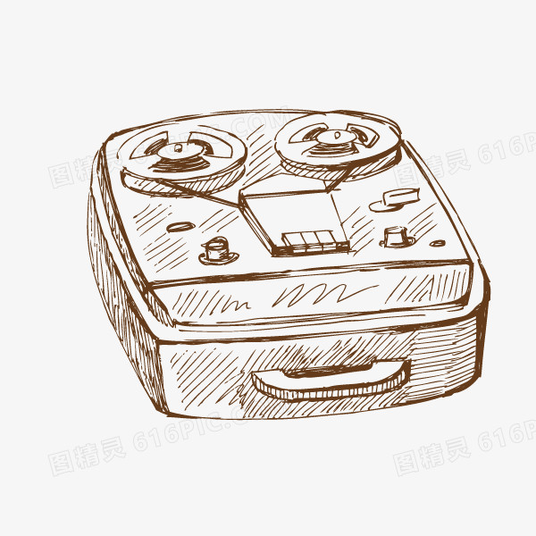 音乐 线条 放音盒 手绘 复古