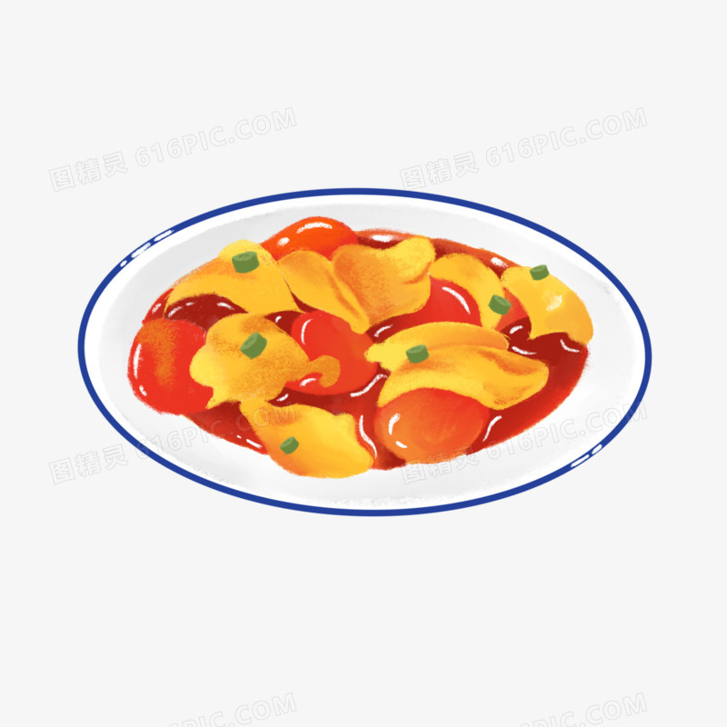 手绘西红柿炒蛋中式菜品素材