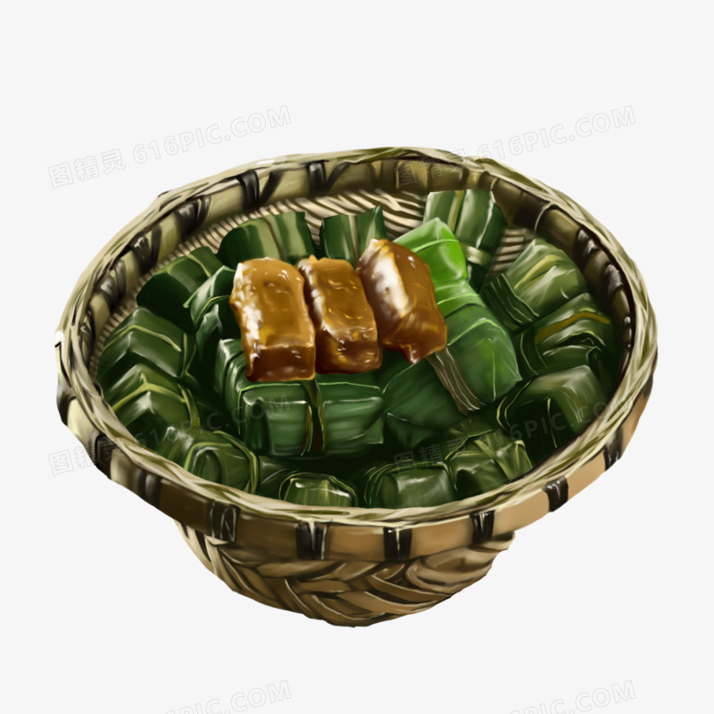 一组手绘写实写实小吃甜品套图之泸州黄粑免抠素材