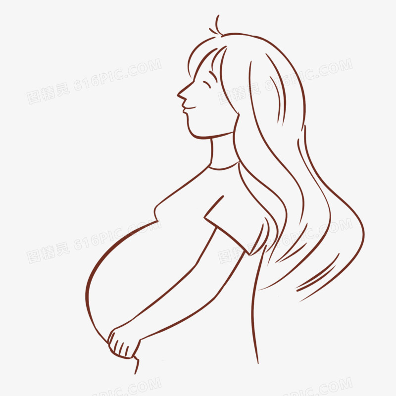 手绘线条勾勒孕妇形象元素