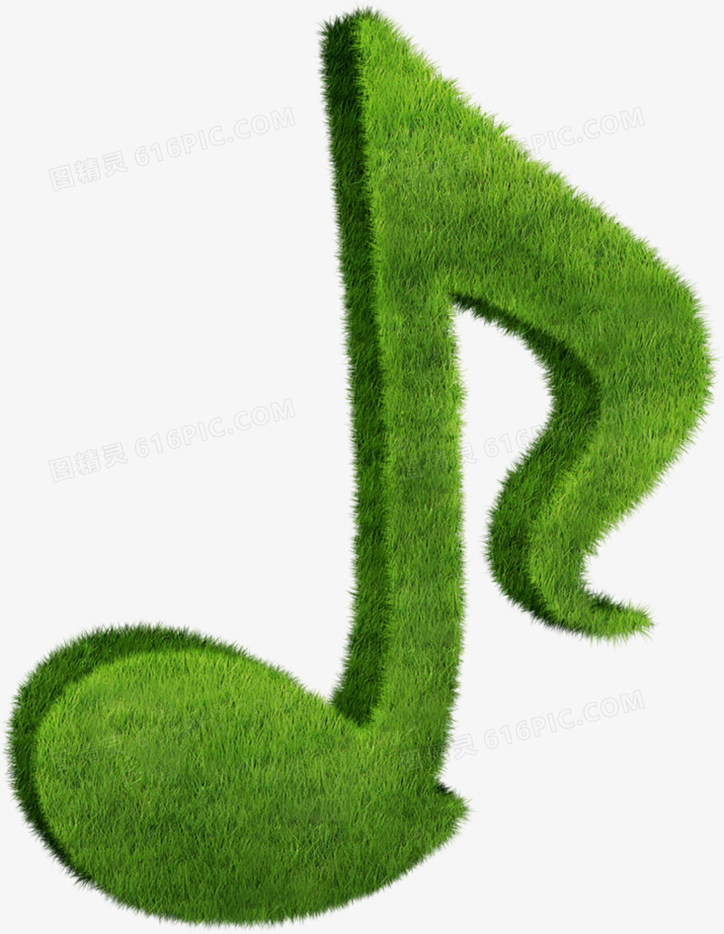 手绘绿色草地音符装饰