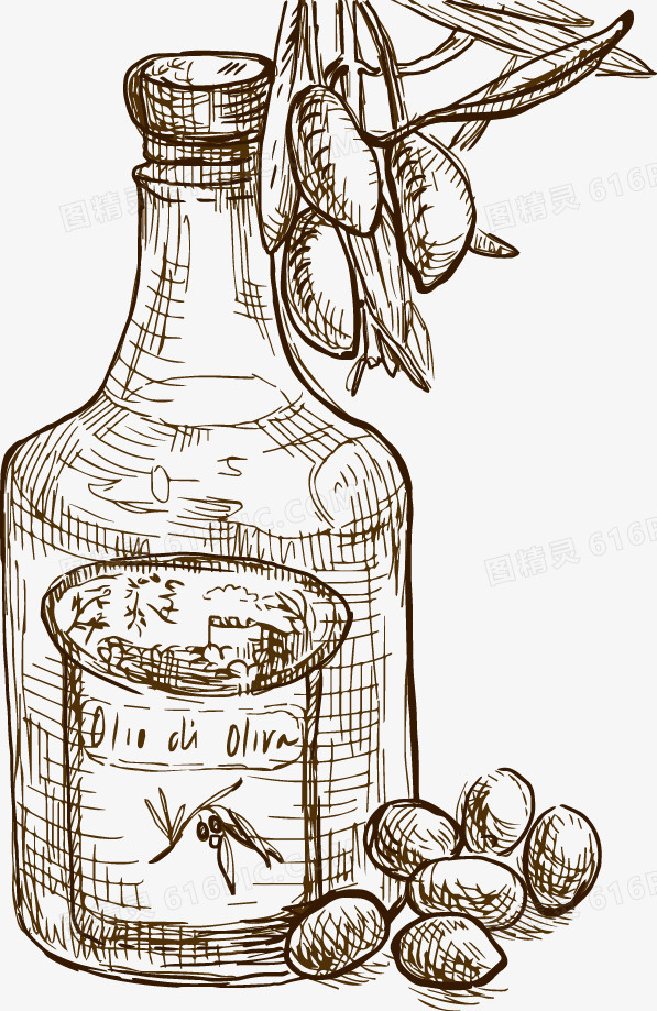 手绘线稿插画速写素描食物咖啡厅西餐图精灵为您提供手绘酒瓶免费下载