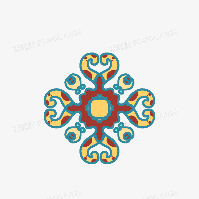 手绘敦煌图案免抠装饰元素