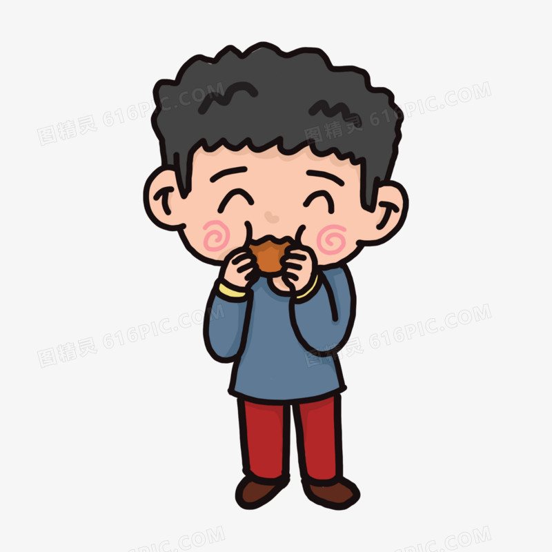 卡通男孩好吃表情包素材