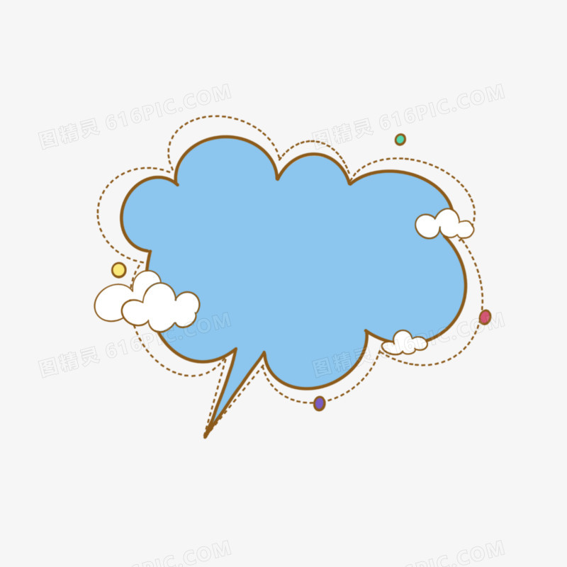 卡通虚线云朵气泡框元素