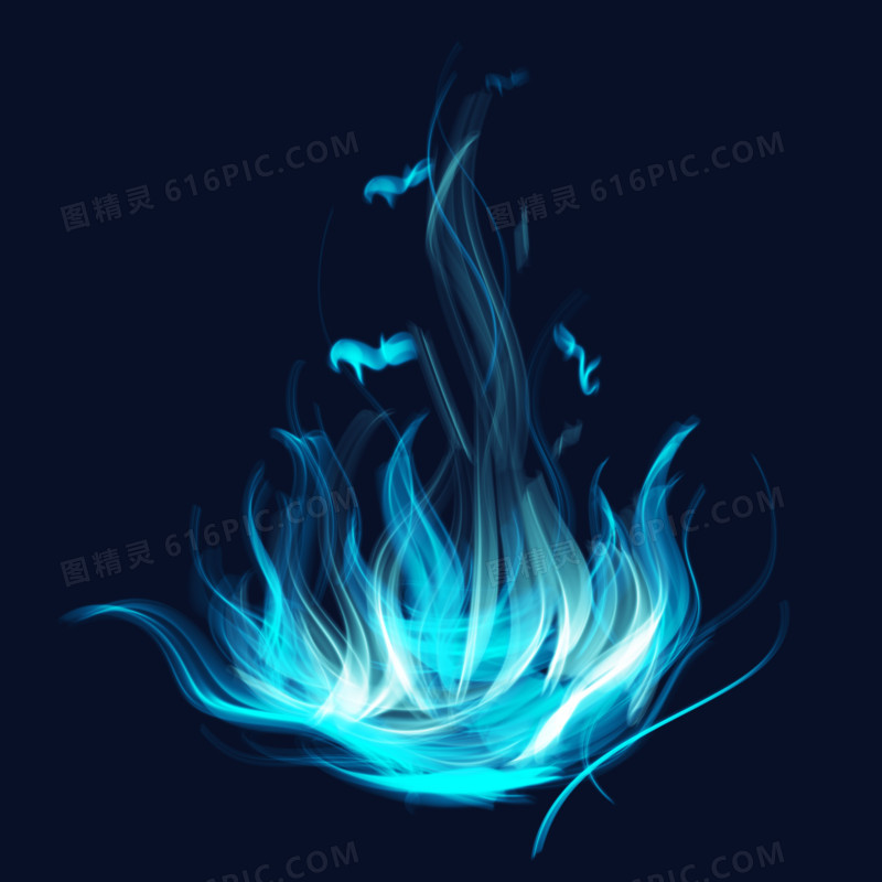 蓝色冰冷火焰效果元素