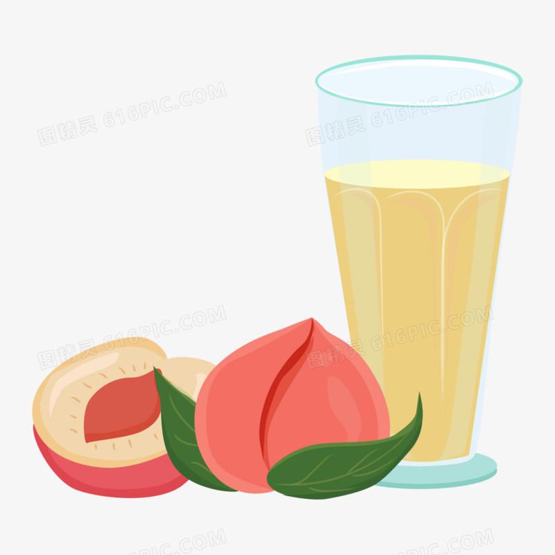 卡通矢量水蜜桃桃子汁水果素材