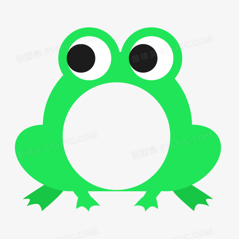 绿色卡通青蛙边框免抠素材
