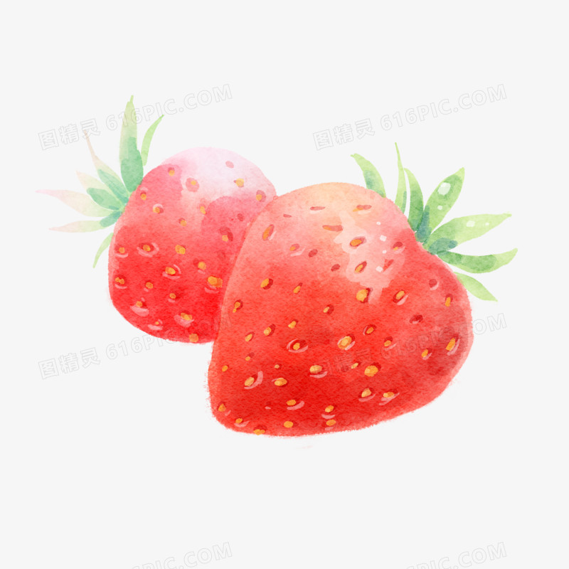 手绘小清新水彩草莓元素