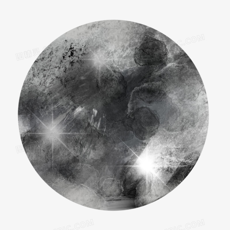 手绘创意黑色星球月亮素材