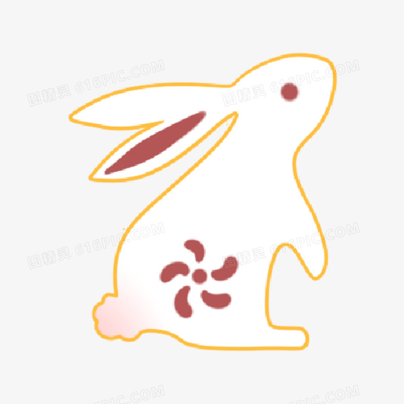 手绘中式可爱扁平玉兔免抠元素