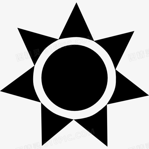 太阳一圈黑色形状的三角形图标