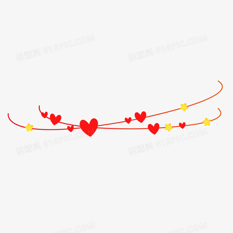 红黄爱心分割线装饰素材