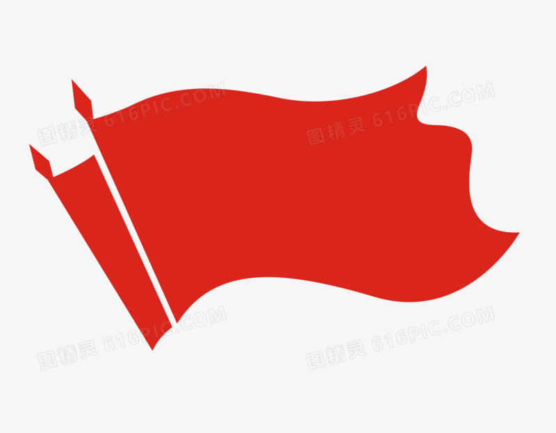 创意党政风旗帜红色剪影