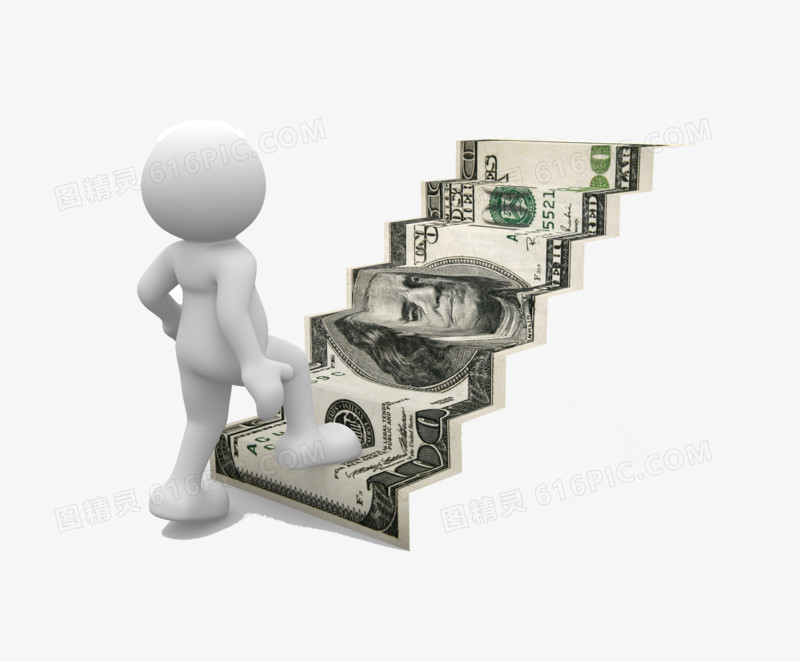 美元钞票折叠成的台阶