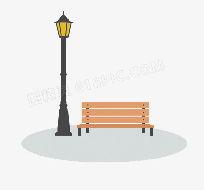 扁平化公园长椅路灯