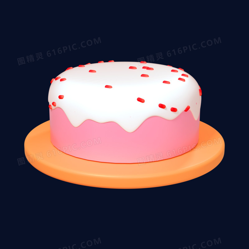 c4d粉色立体生日蛋糕元素
