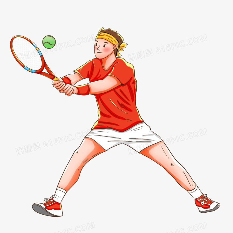 卡通手绘运动会网球比赛免抠元素