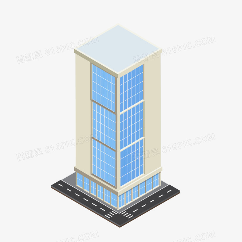 卡通矢量行政楼免抠素材