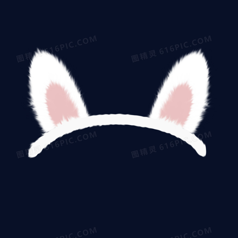 白色可爱毛茸茸兔耳朵装饰元素