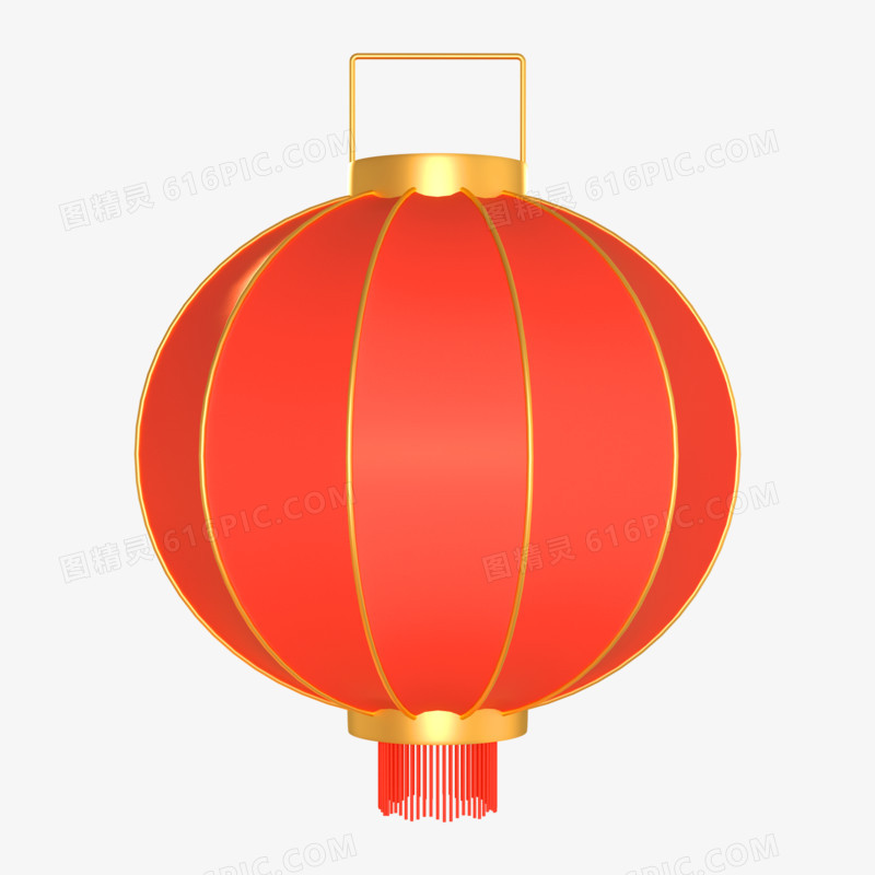 红色C4D传统春节灯笼元素