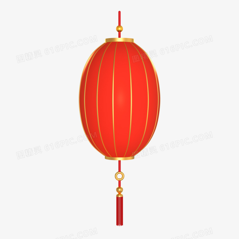 C4D红色传统中秋节日灯笼元素