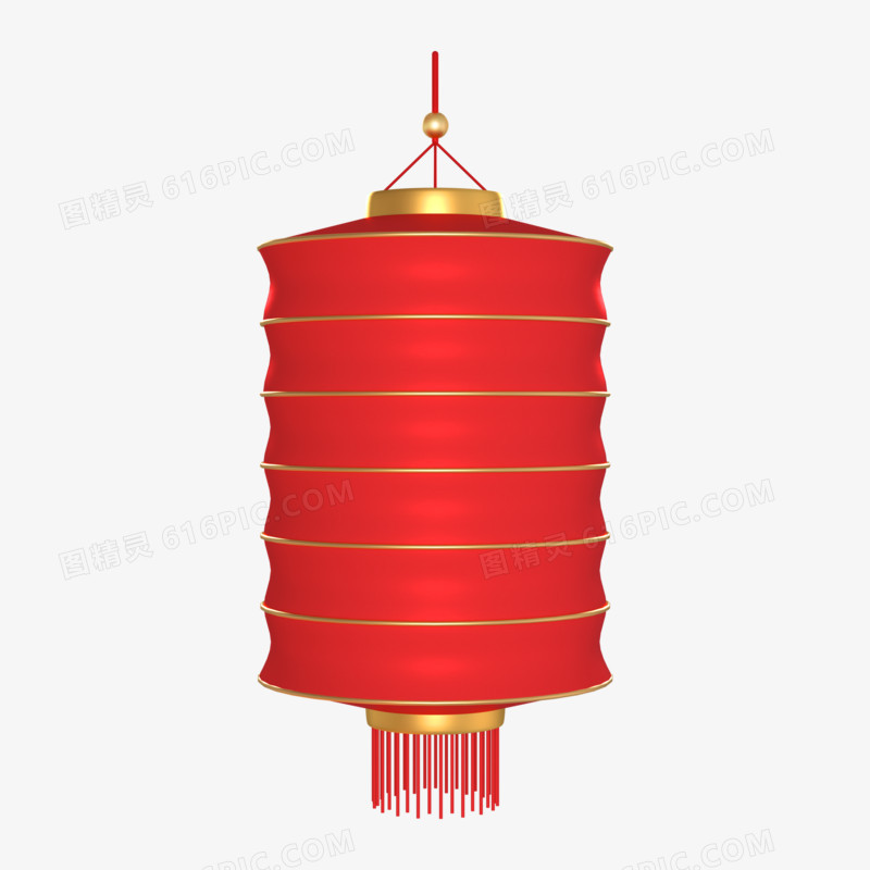 C4D红色传统节日灯笼元素