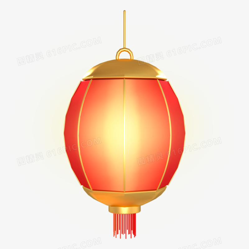 C4D红色传统中国风节日灯笼元素