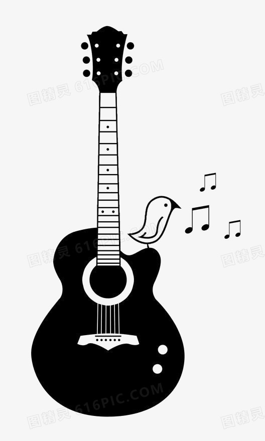 关键词:手绘吉他卡通吉他简约吉他音符小鸟音乐文艺小清新图精灵为您