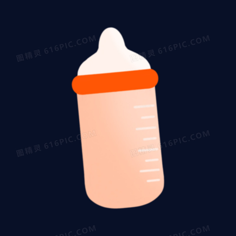 一组手绘插画风奶瓶套图合集素材之红色奶瓶元素