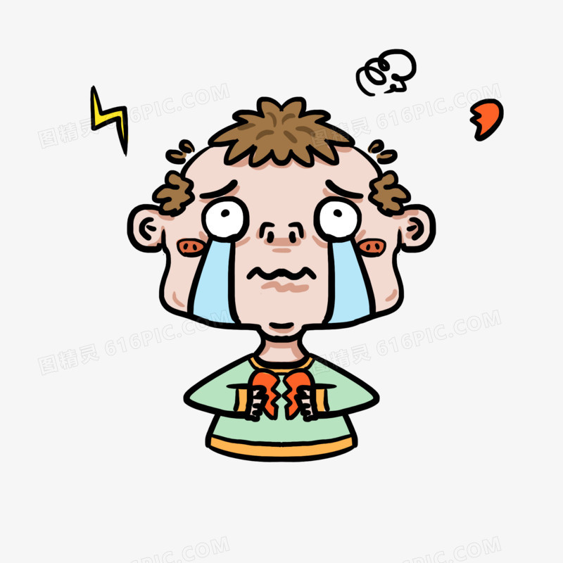 卡通手绘男子崩溃表情包元素