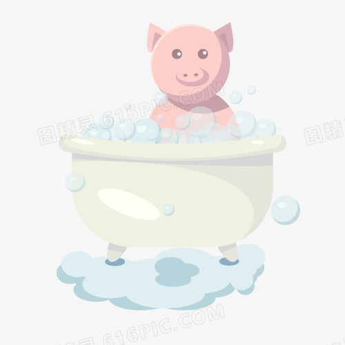 矢量小猪洗澡