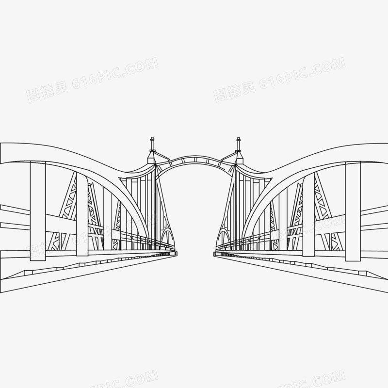 手绘线稿厦门集美大桥风景素材