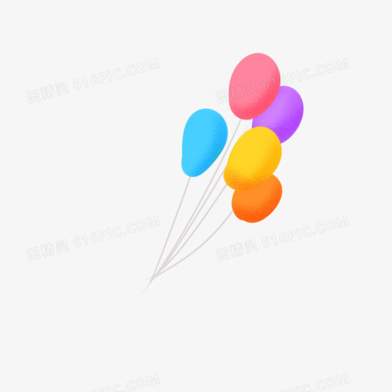 手绘插画风一串彩色明亮的圆形气球元素