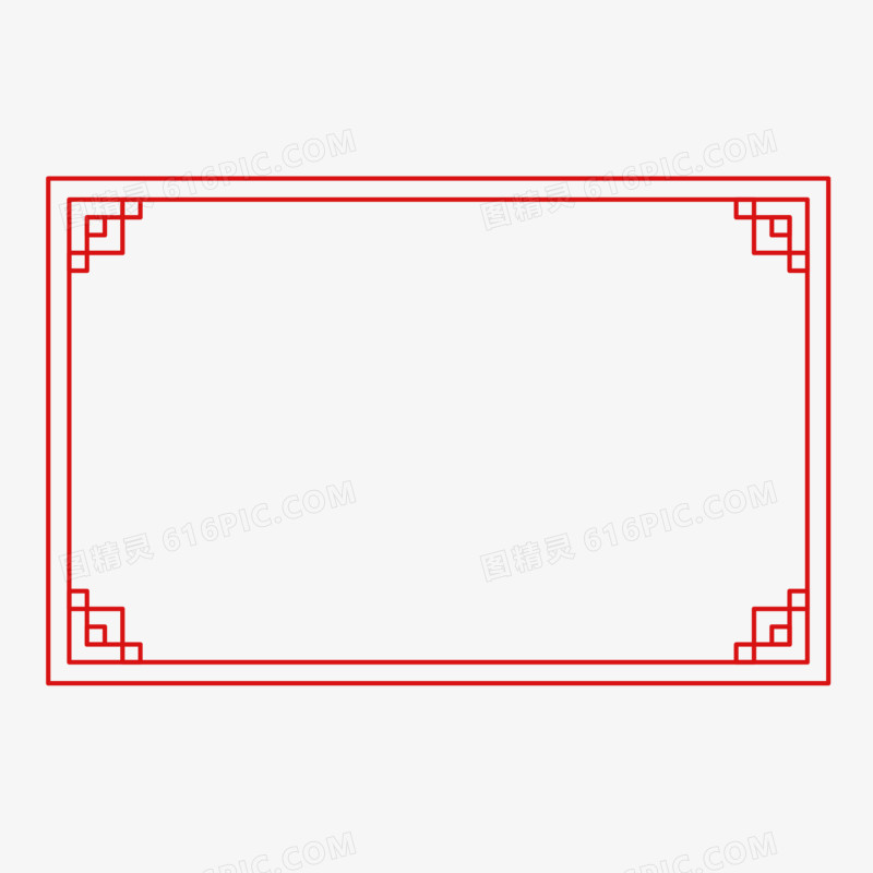 红色矢量极简中式边框素材