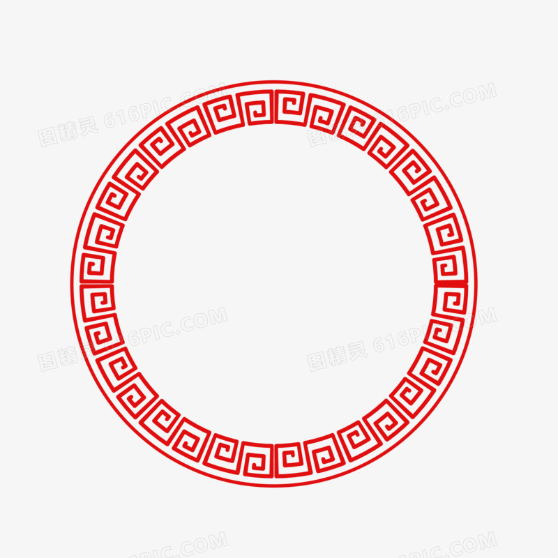 红色圆形矢量极简中式边框素材