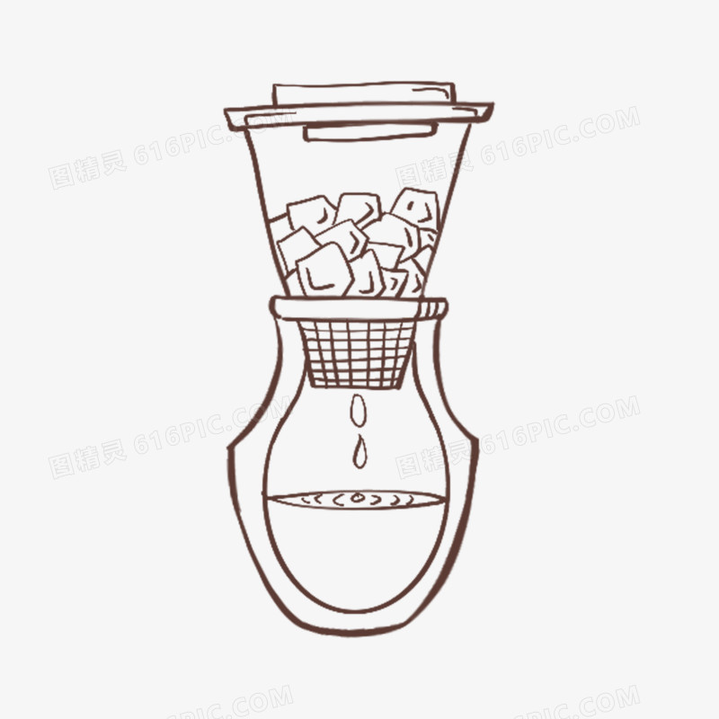 一组线描磨咖啡工具套图合集系列一元素