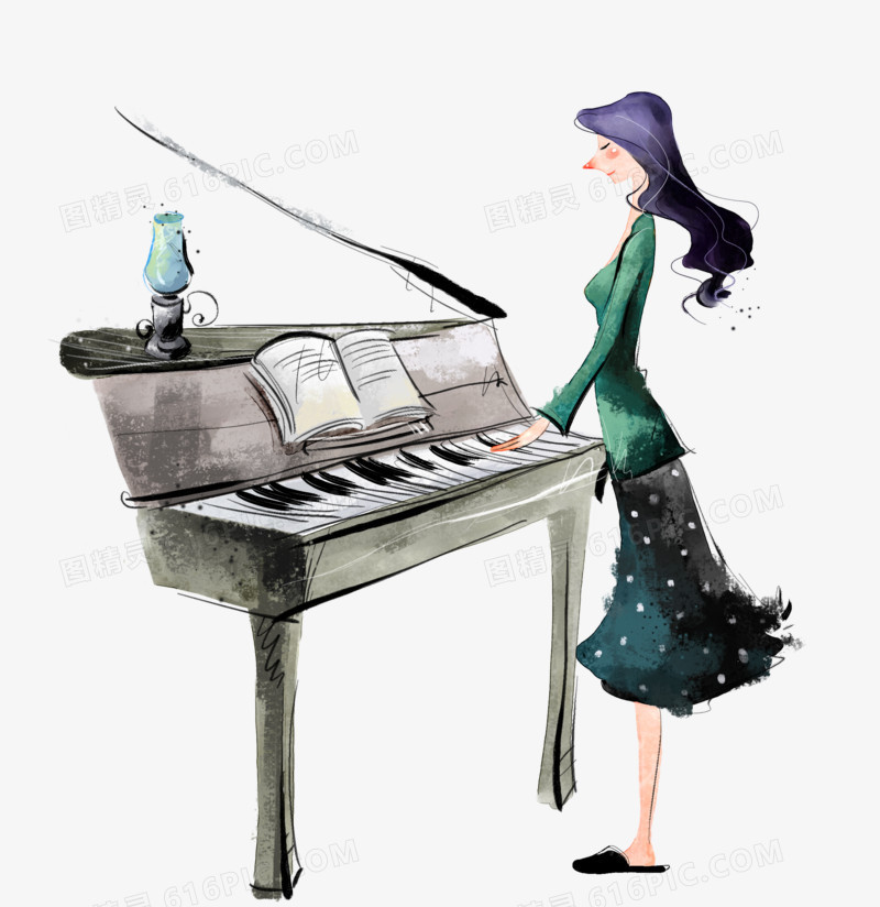 弹钢琴的女老师
